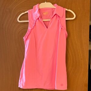 Lilly Pulitzer Bright Pink Collared Tank Top